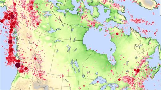 Canada Map seisms