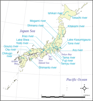 Carte rivières Japon