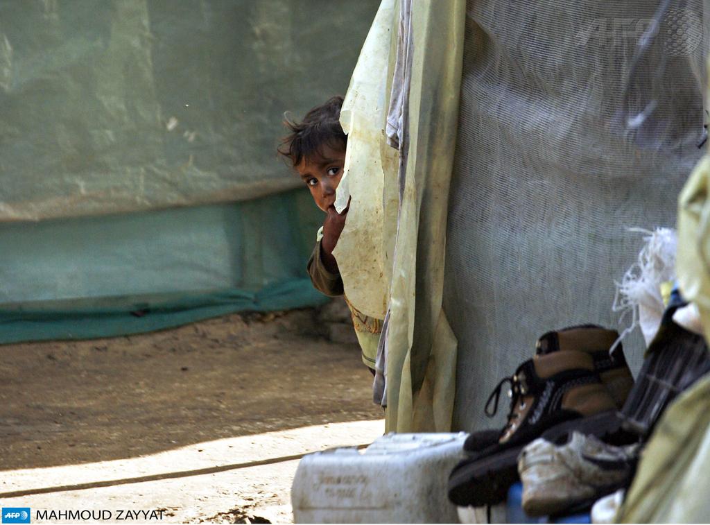 Un petit garçon dans un camp de l'UNHCR pour les réfugiés syriens dans le sud du Liban le 14 avril, 2015