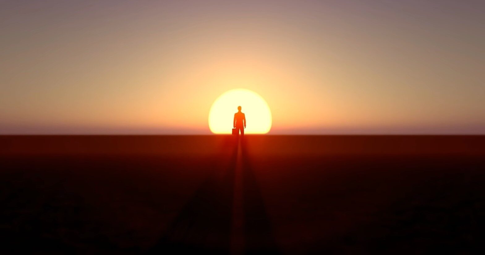 Man alone sunset