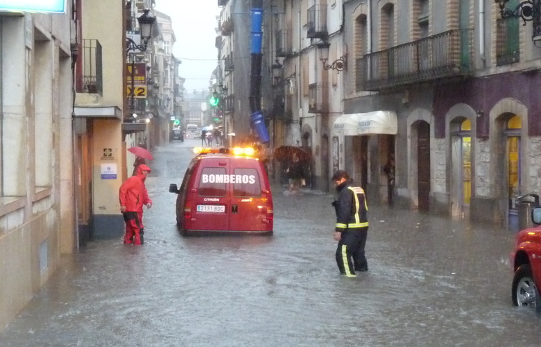 Flood in Jaca Spain