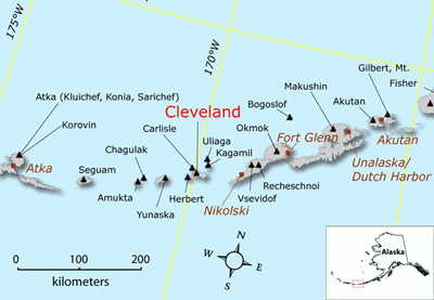 Map Cleveland Volcano Alaska
