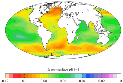 World map acification oceans