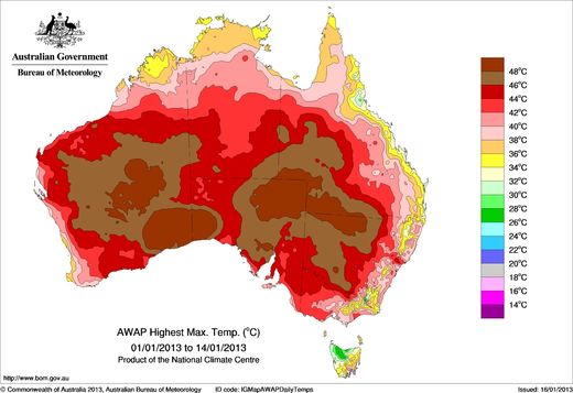 Australie Map températures