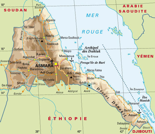 Carte Erythrée Afrique