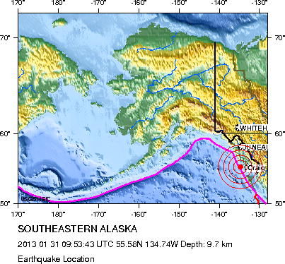 Alaska séisme data 31.01.2013