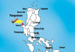 Carte Philippines, fuite de pétrole d'un cargo qui a coulé