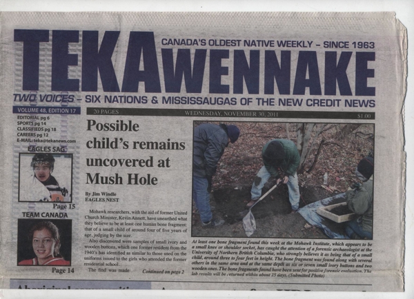  Le seul média canadien qui a couvert les fouilles et découvertes du Mush Hole – Journal Tekawennake