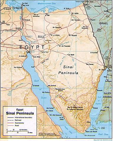Carte péninsule du Sinaï