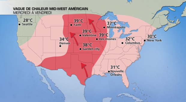 Carte météo Etats-Unis, vague de chaleur_29.08.2013
