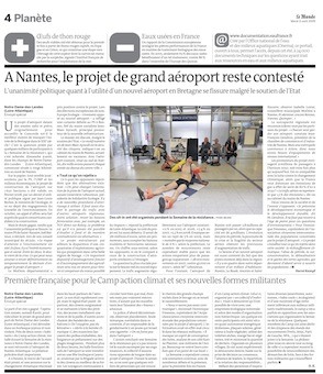Articles sur Notre-Dame-des-Landes dans Le Monde du 11 août 2009.