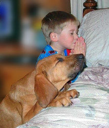 priere chien et enfant