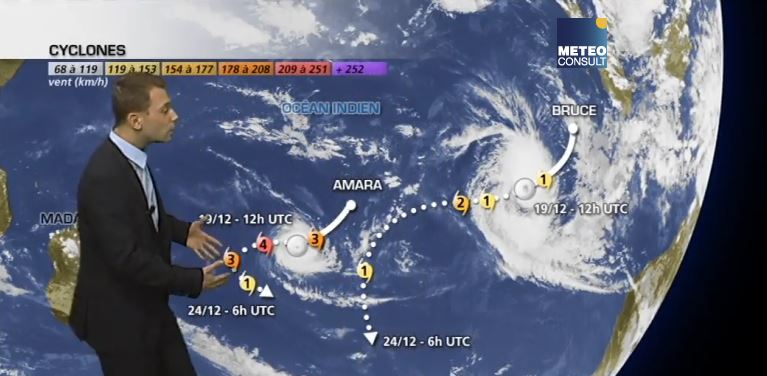 Le cyclone Amara et la tempête tropicale Bruce dans l'océan Indien