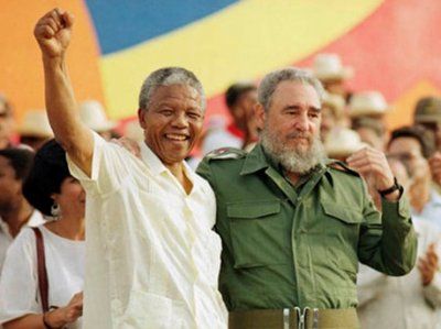 Mandela et Castro, 26 juillet 1991 à Cuba