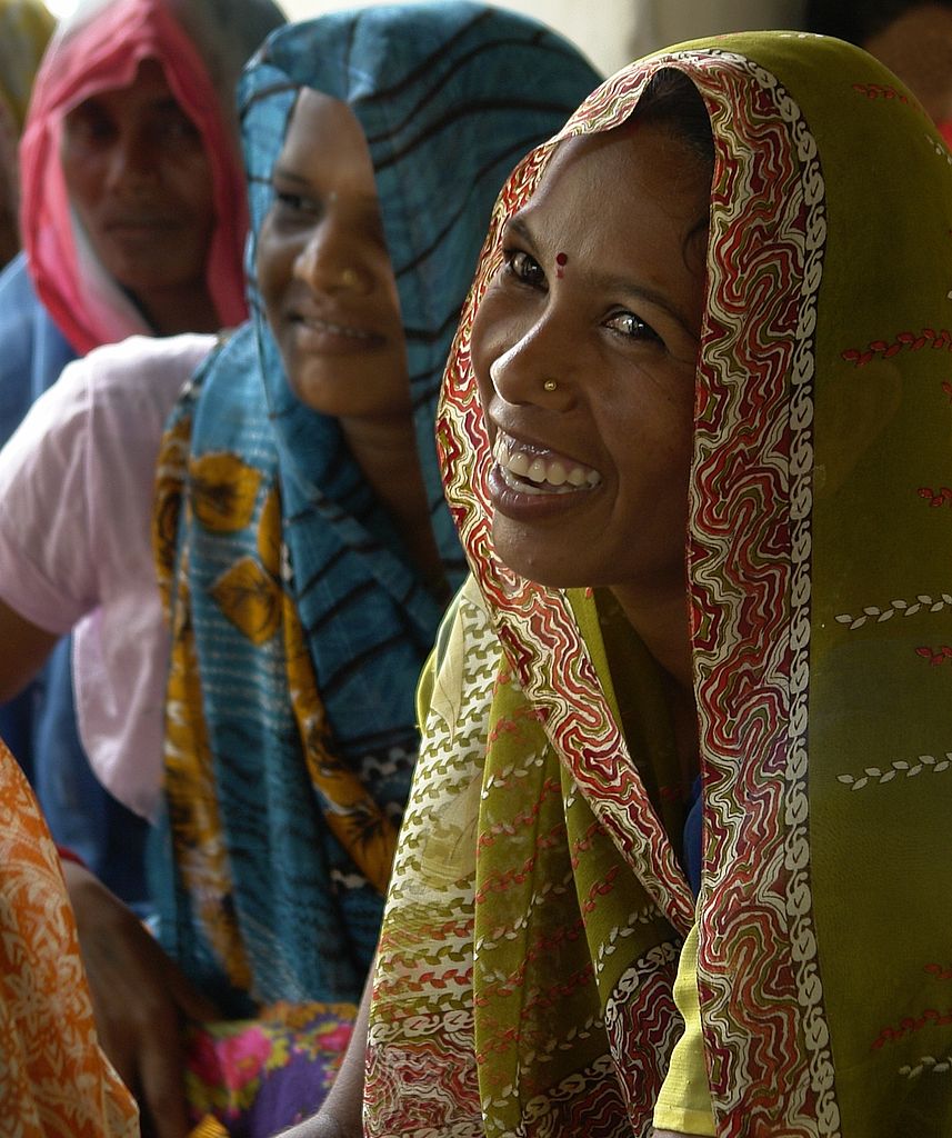 Portrait de femme dans un village tribal (tribu Gond) de la région d'Umaria, en Inde. Photo prise durant une rencontre organisée par Ekta Parishad sur le thème des droits sur la terre, la doléance principale des Adivasis.