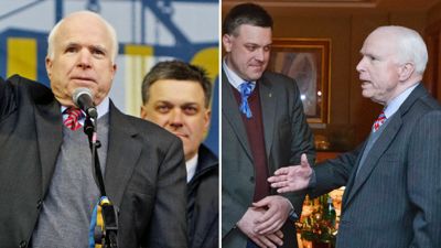 John McCain avec le leader néo-nazi du Parti Svoboda Oleh Tyahnibok, Kiev, le 15 décembre, 2013