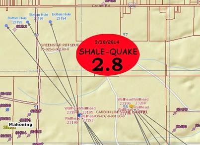 Map Ohio fracturation séisme