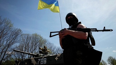 Combattant à Slaviansk, Ukraine