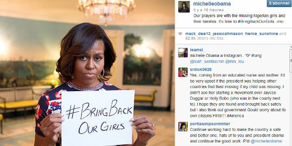 Michelle Obama, Bring back our Girls, Twitter