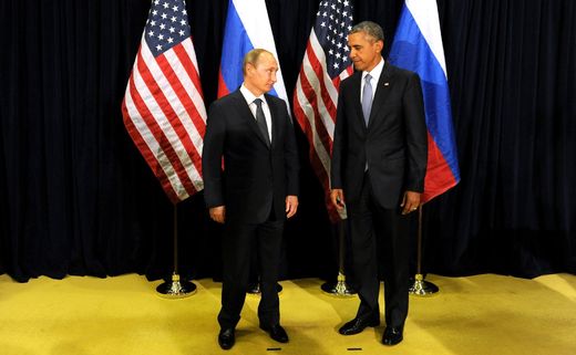 Vladimir Poutine et Barack Obama lors de leur rencontre en marge de la 70e session de l’Assemblée générale de l’ONU. 
