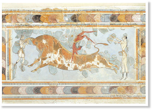 Une fresque minoenne située dans l'aile est du palais de Knossos