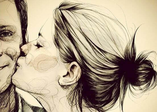 woman, man, kiss