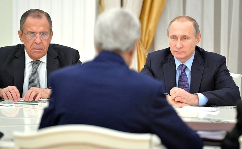 Poutine, Lavrov et Kerry, juillet 2016