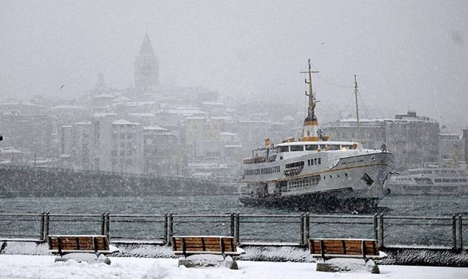 snow, Istanbul, boat