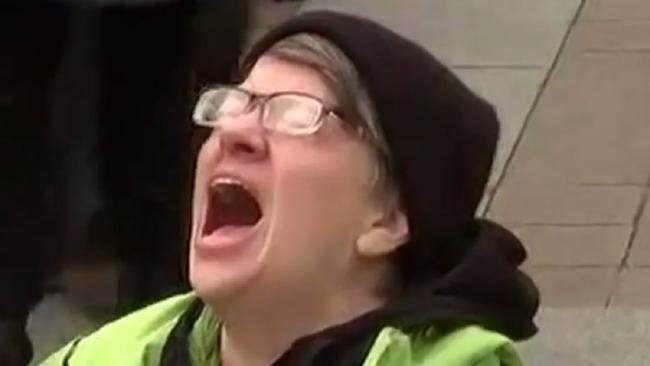 liberal snowflake protester screaming trump inaguration