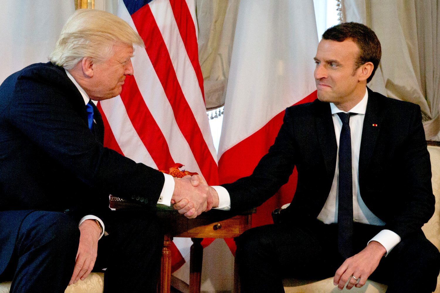 macron trump handshake