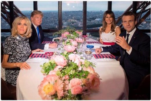 Macron, Trump, Eiffel tower, diner