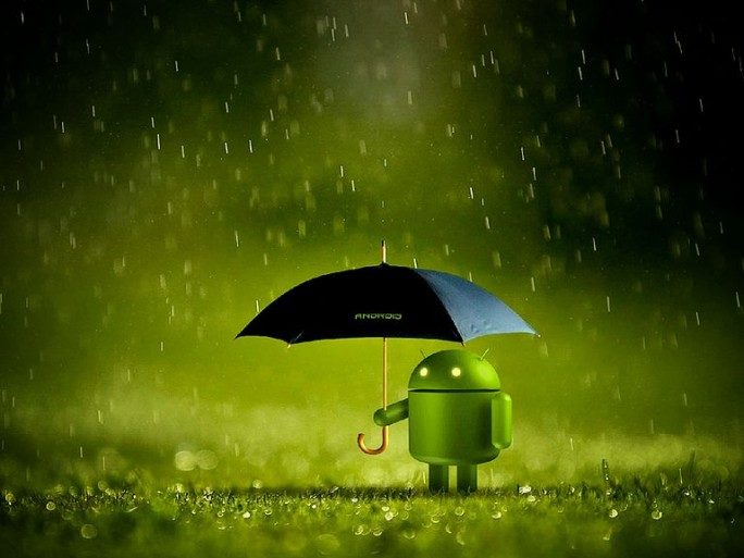 Android, umbrella, rain