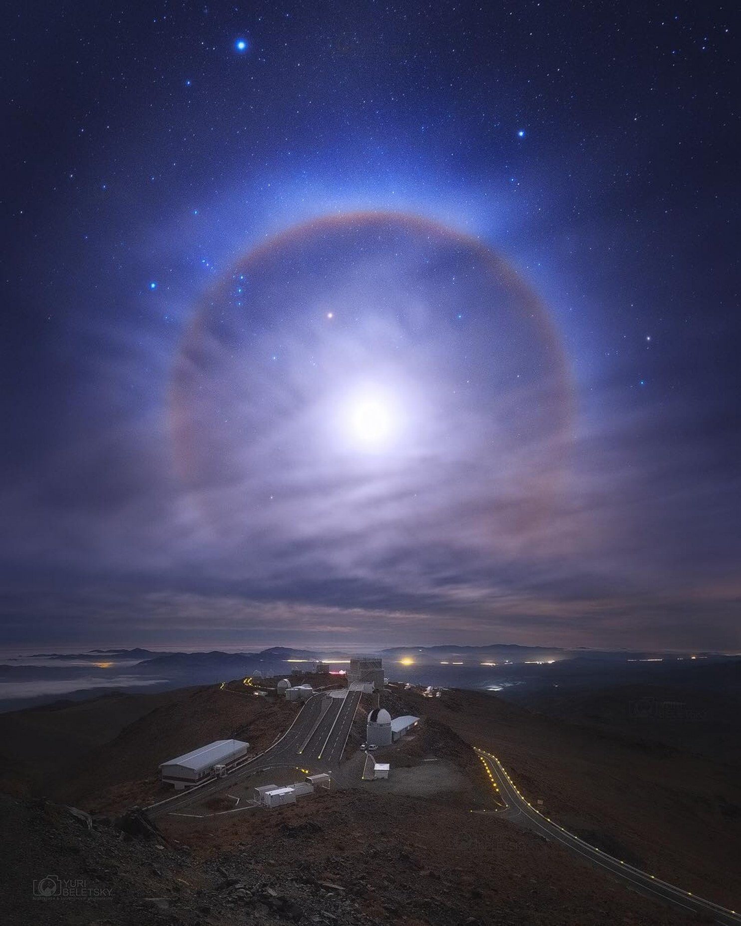 Moon halo over Chile
