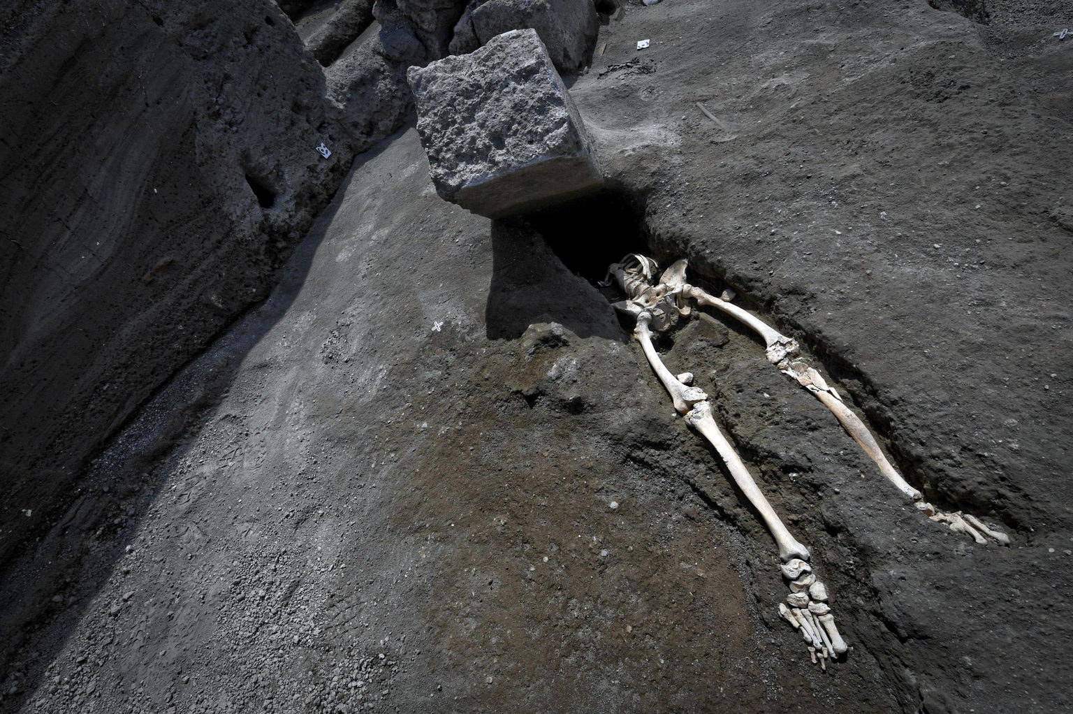 Pompeii man crushed rock
