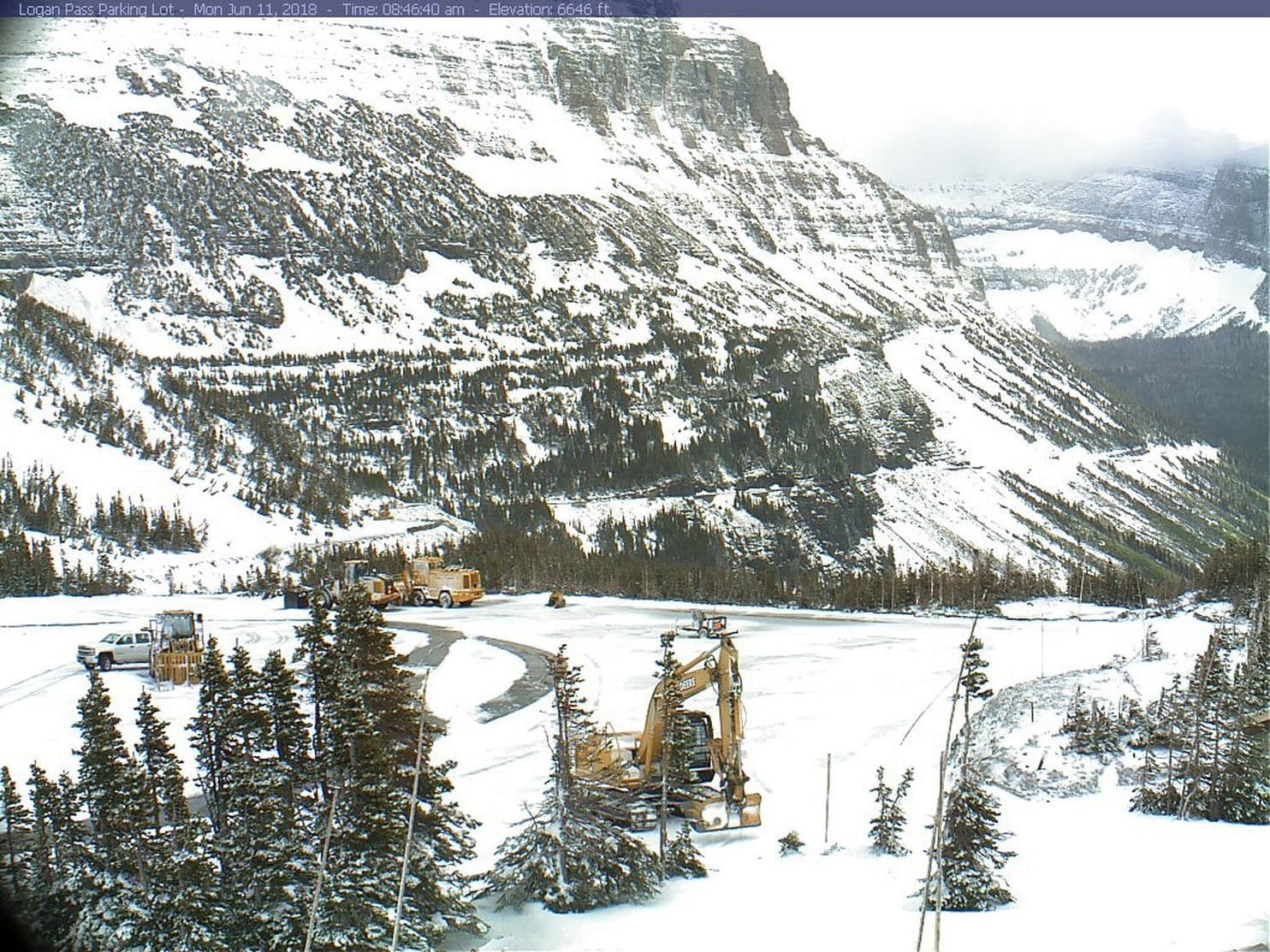 The parking lot at Logan Pass at Glacier National Park in Montana.