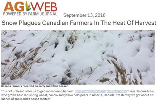 Neige, Canada, récoltes,2018