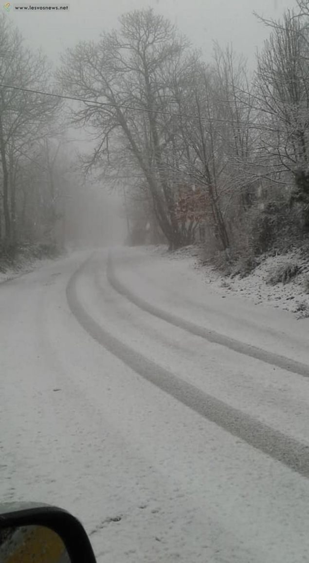 snowfall on the island of Lesvos