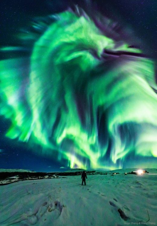 A view of the mysterious dragon aurora snapped in Iceland
