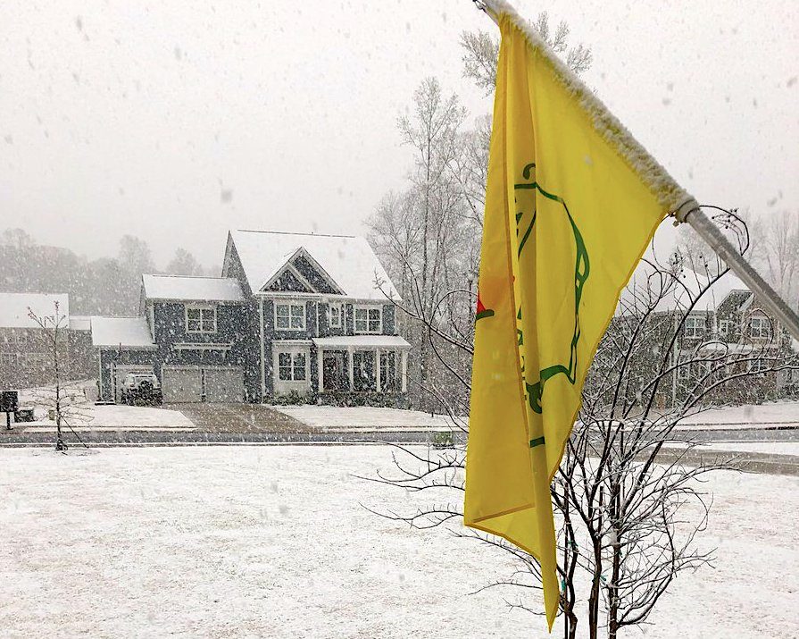 A snowy neighborhood in Waxhaw, North Carolina.
