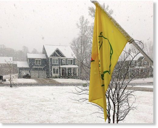 A snowy neighborhood in Waxhaw, North Carolina.