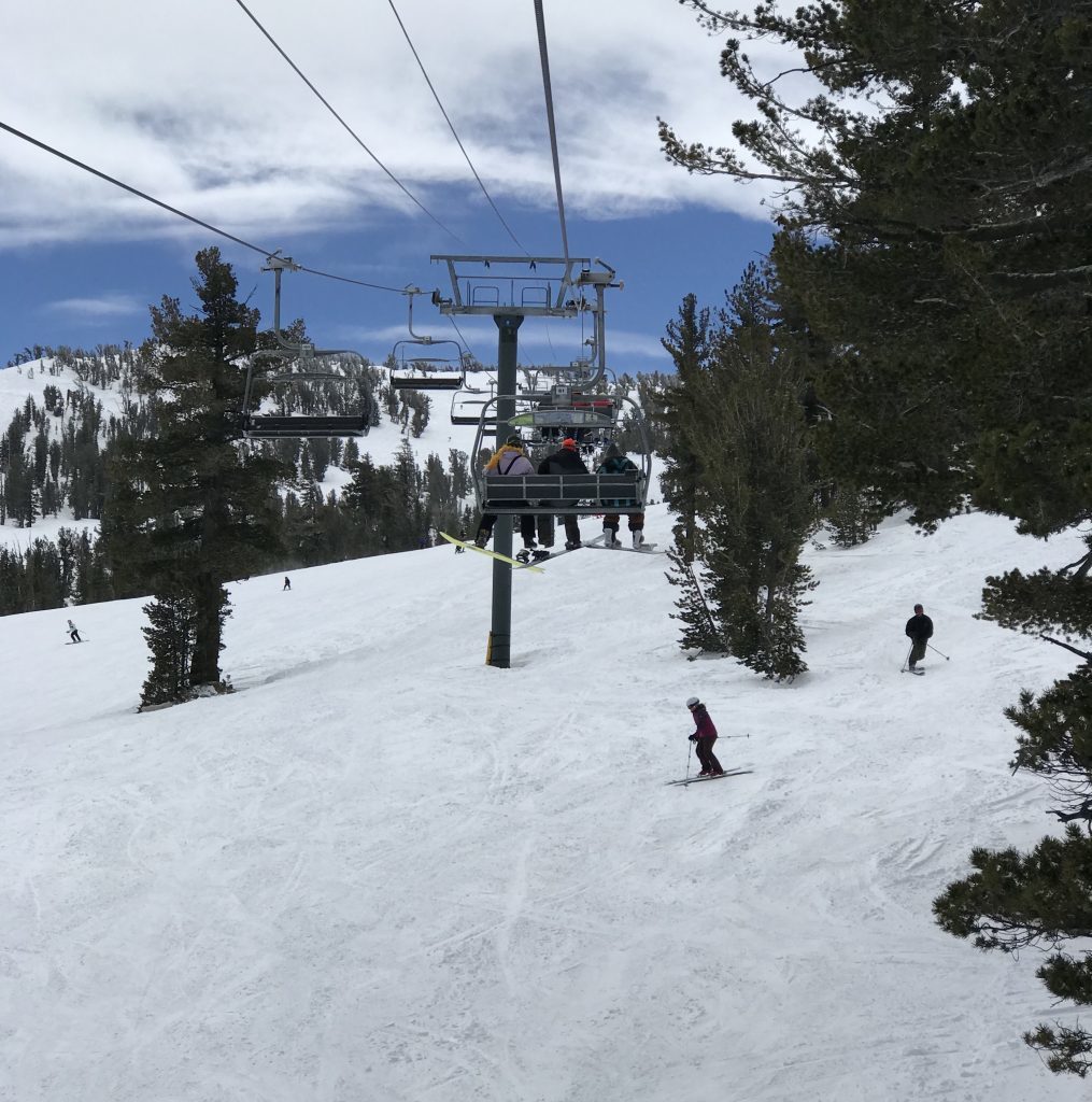 Skiers and snowboarders ride fresh powder at Heavenly Mountain Resort Sunday.
