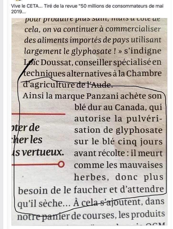 glyphosate, Canada, blé