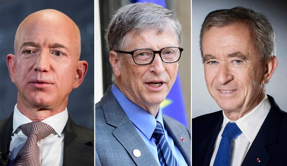 Jeff Bezos, Bill Gates et Bernard Arnault