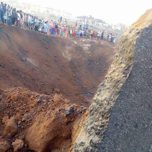 The crater left by the blast in Akure believed to be a meteorite