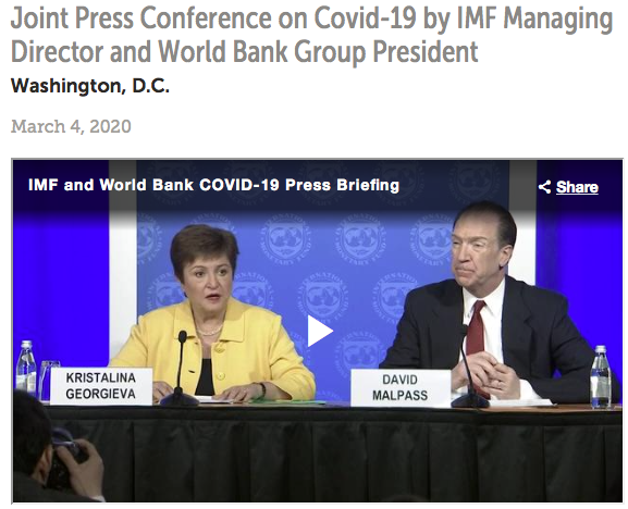 Conférence de presse conjointe sur la Covid-19 par le directeur général du FMI et le président du groupe de la Banque mondiale