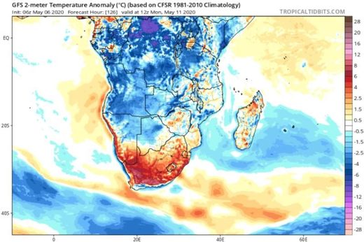 southern africa temps