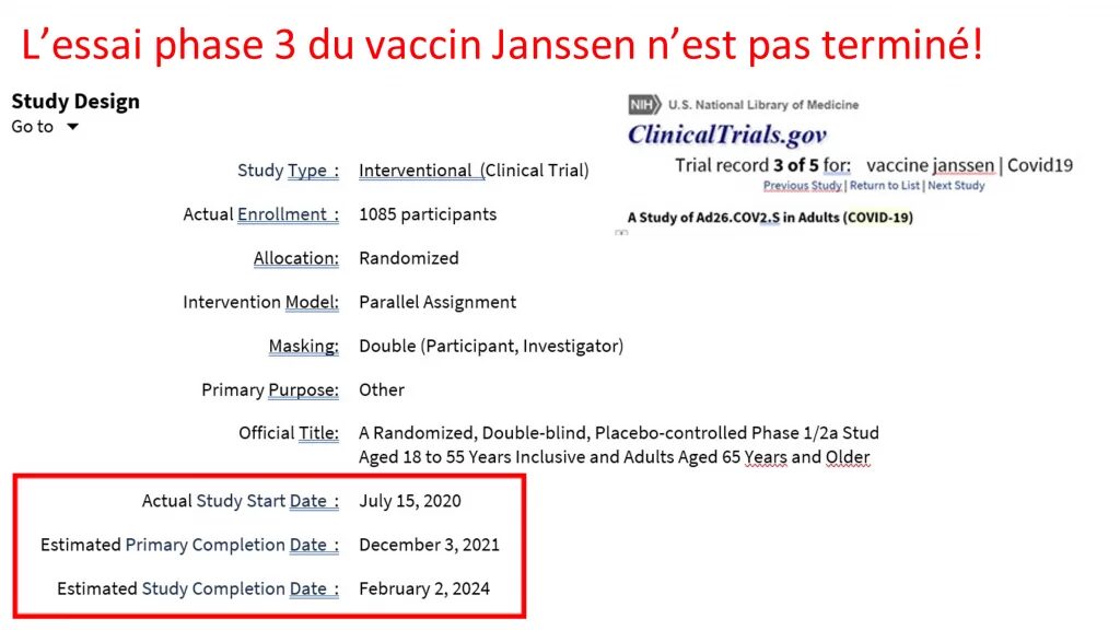L'essai phase 3 du vaccin Janssen n'est pas terminé