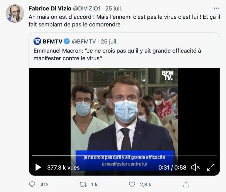 Tweet Di Vizio 25 juillet 2021