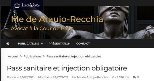 Passe sanitaire et injection obligatoire — Les conseils de « guerre » de Me de Araujo-Recchia et Me di Vizio Me_de_Araujo_Recchia
