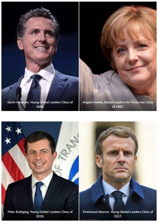 Young Global Leaders-Newsom, Buttigieg, Merkel, Macron